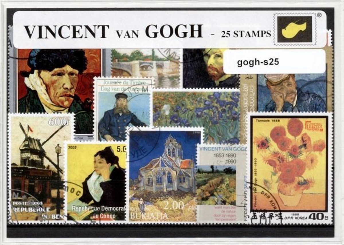 Vincent van Gogh - postzegelpakket cadeau met 25 verschillende postzegels