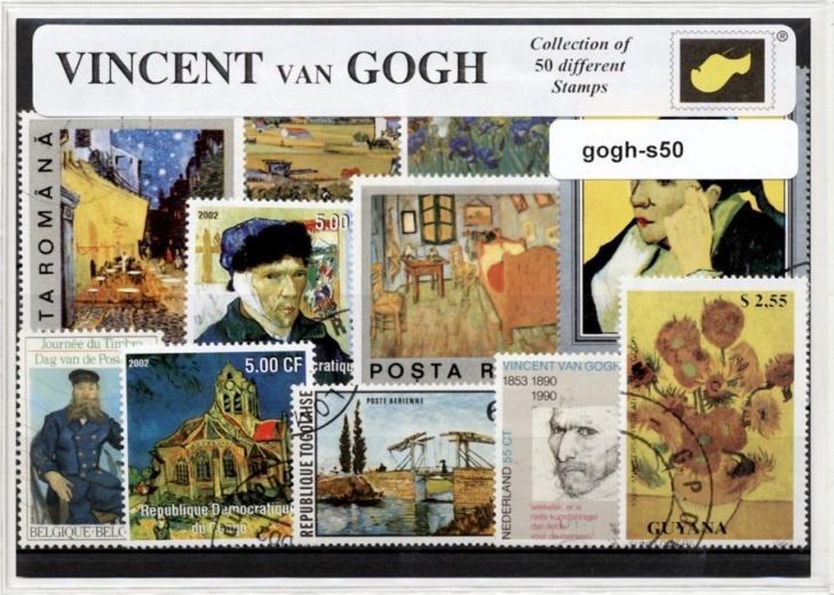 Vincent van Gogh - postzegelpakket cadeau met 50 verschillende postzegels