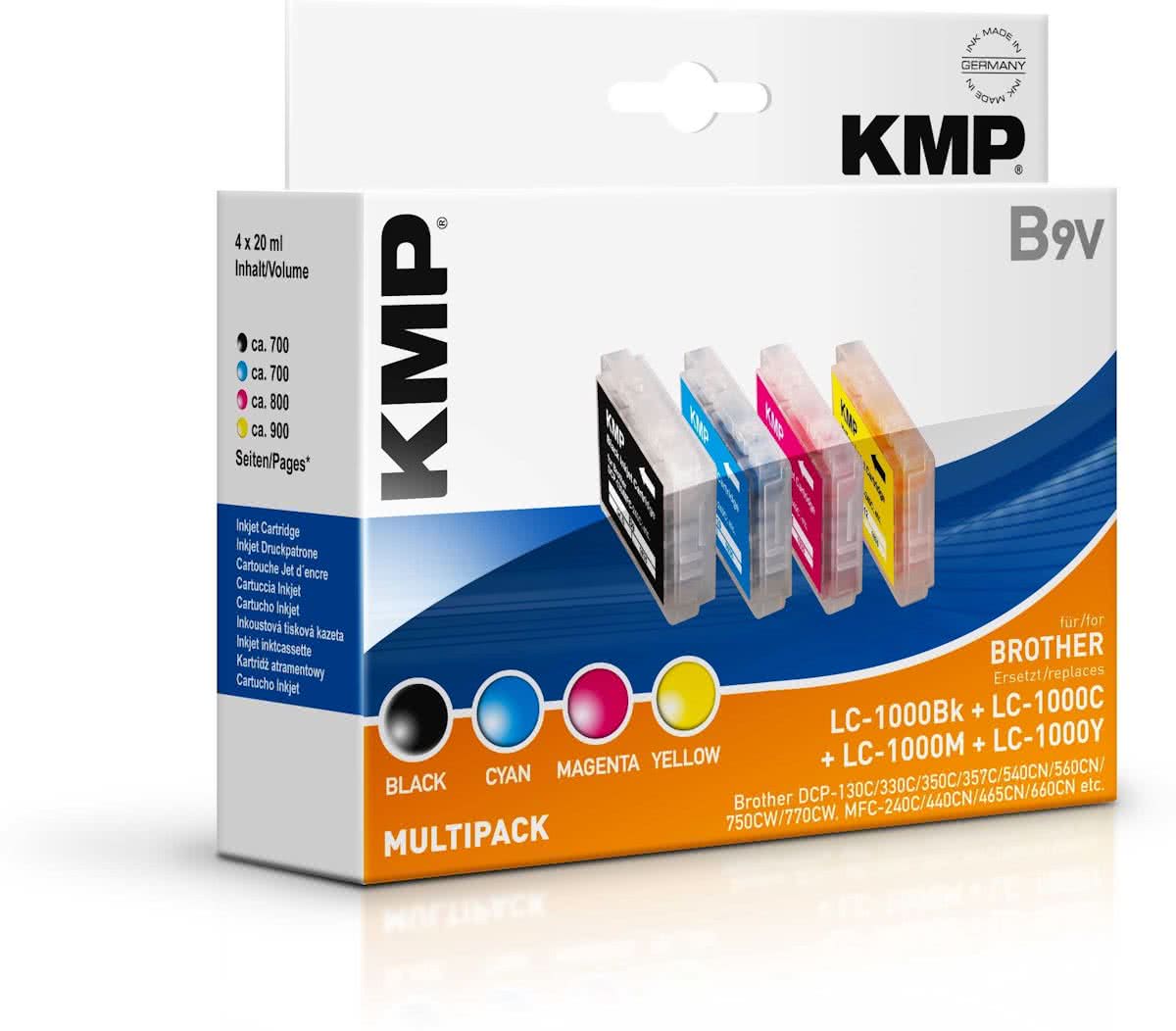 KMP B9V Zwart, Cyaan, Magenta, Geel inktcartridge