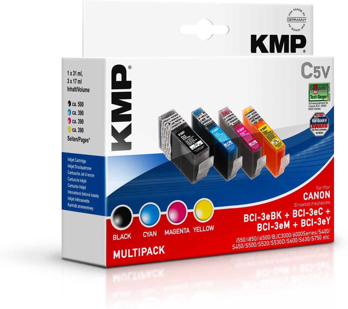 KMP C5V - Inktcartridge / Zwart / Cyaan / Magenta / Geel