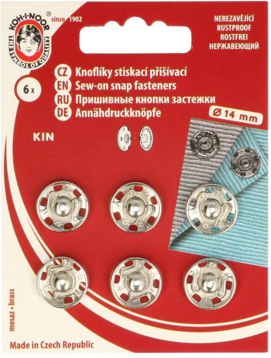 Koh-I-Noor drukkers nikkel 14 mm 6 stuks