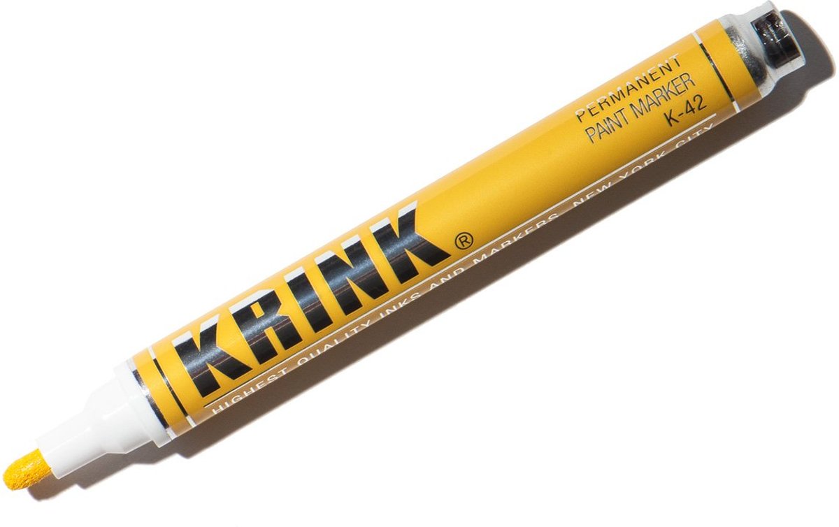 Krink K-42 Gele 3mm Verfstift - 10ml permanente alcoholbasis Inkt in metalen body