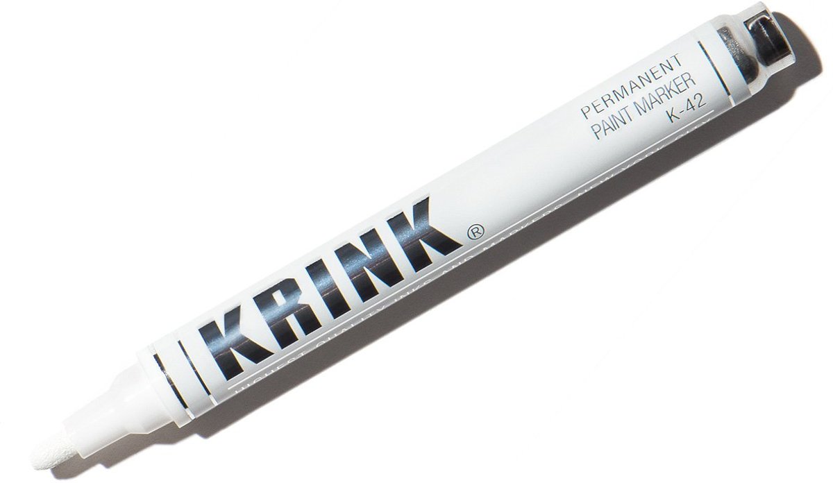 Krink K-42 Witte 3mm Verfstift - 10ml permanente alcoholbasis Inkt in metalen body