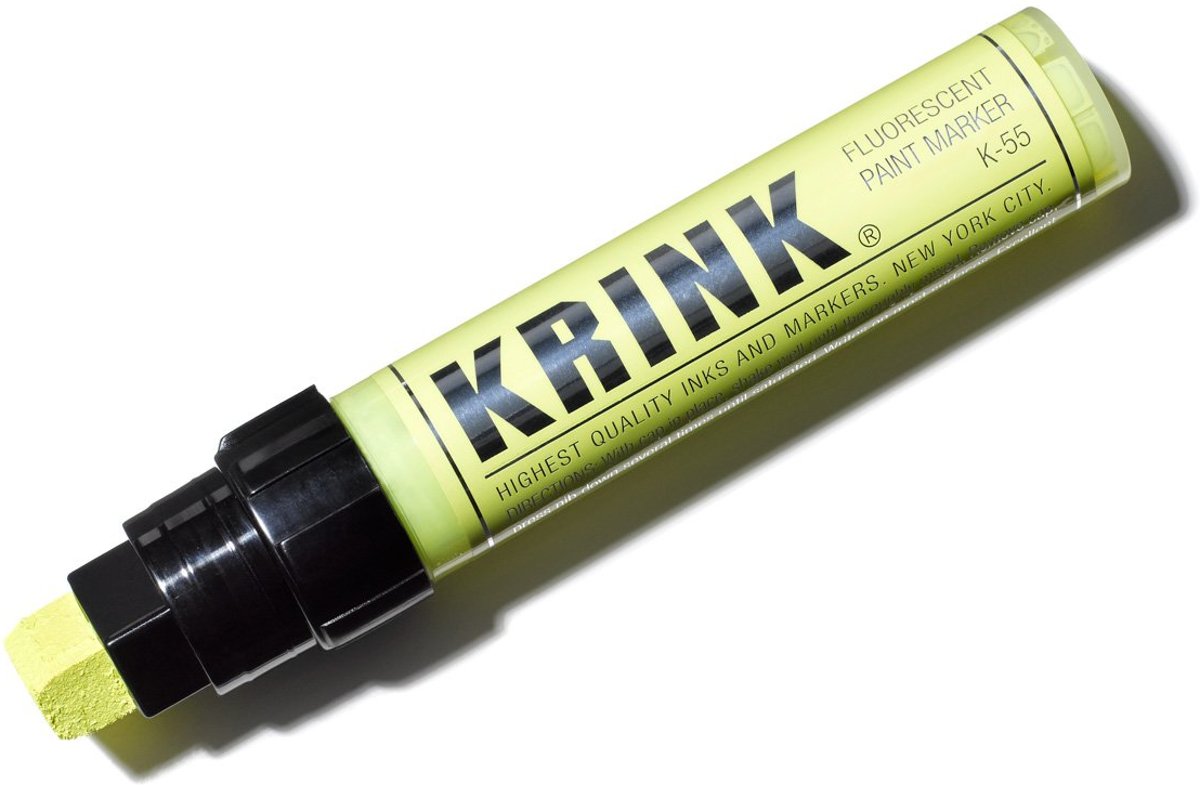 Krink K-55 Fluoriserend Gele 15mm Acryl Paint Marker - 30ml inkt in metalen body