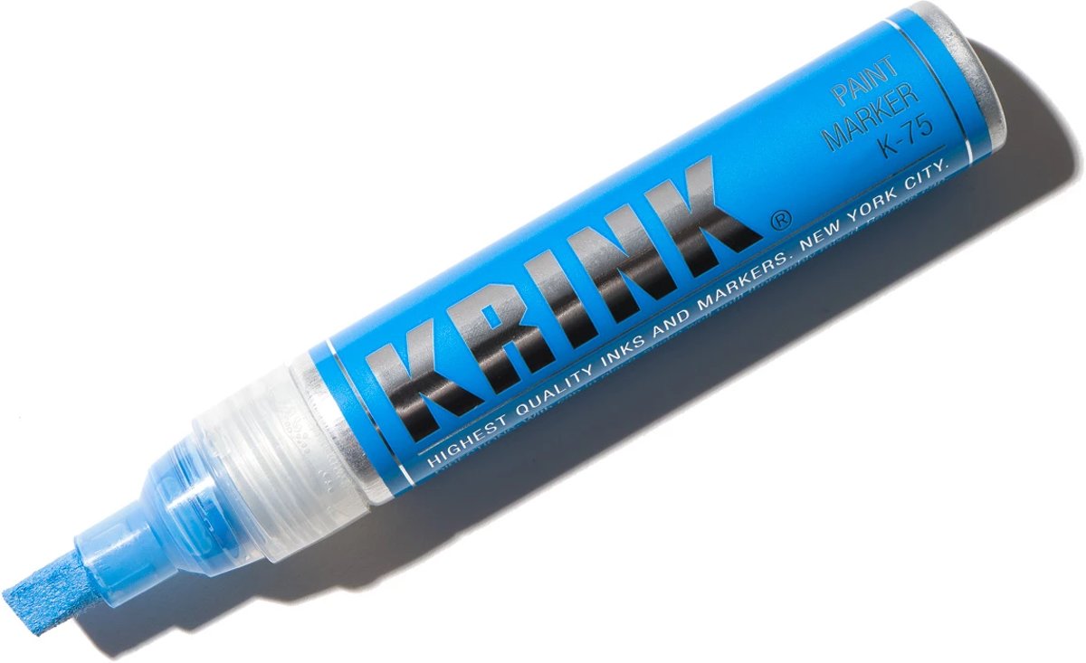 Krink K-75 Blauwe Paint Marker - 7mm Beitelpunt - Inkt op alcoholbasis in metalen body