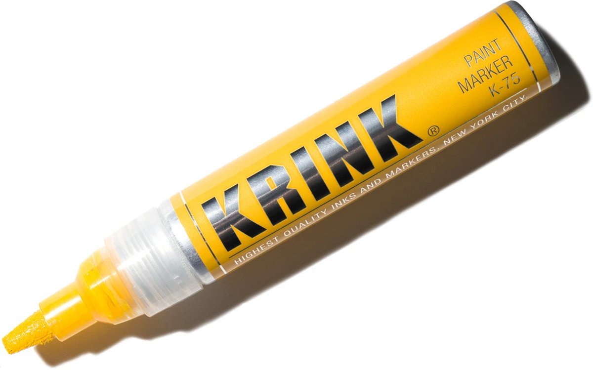 Krink K-75 Gele Paint Marker - 7mm Beitelpunt - Inkt op alcoholbasis in metalen body