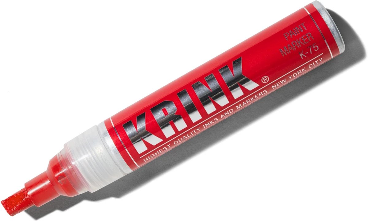 Krink K-75 Rode Paint Marker - 7mm Beitelpunt - Inkt op alcoholbasis in metalen body