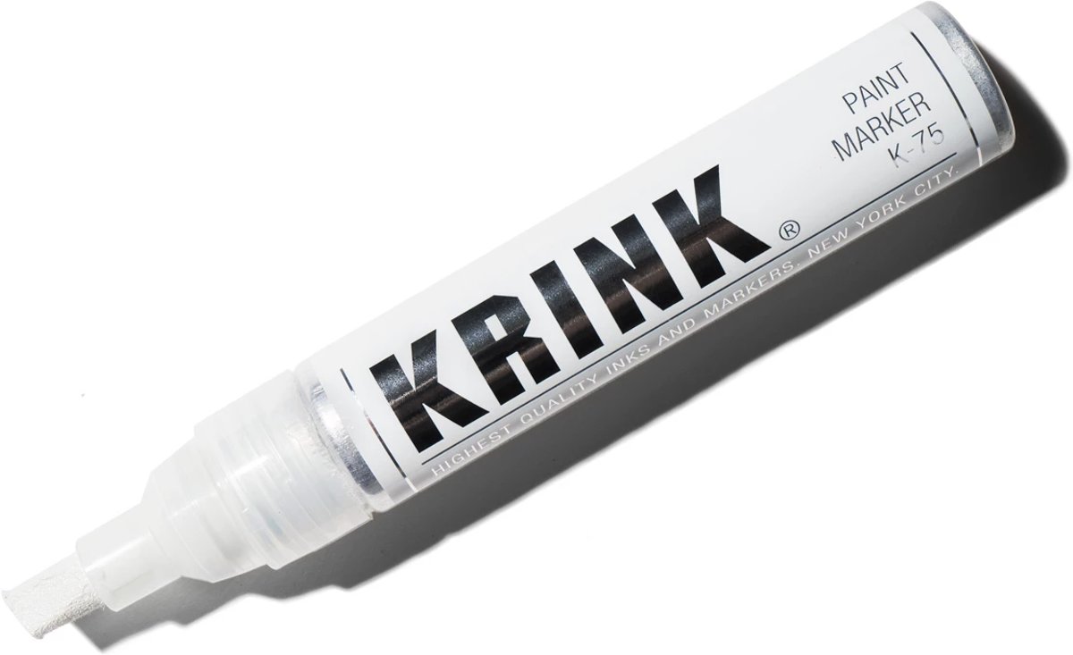 Krink K-75 Witte Paint Marker - 7mm Beitelpunt - Inkt op alcoholbasis in metalen body