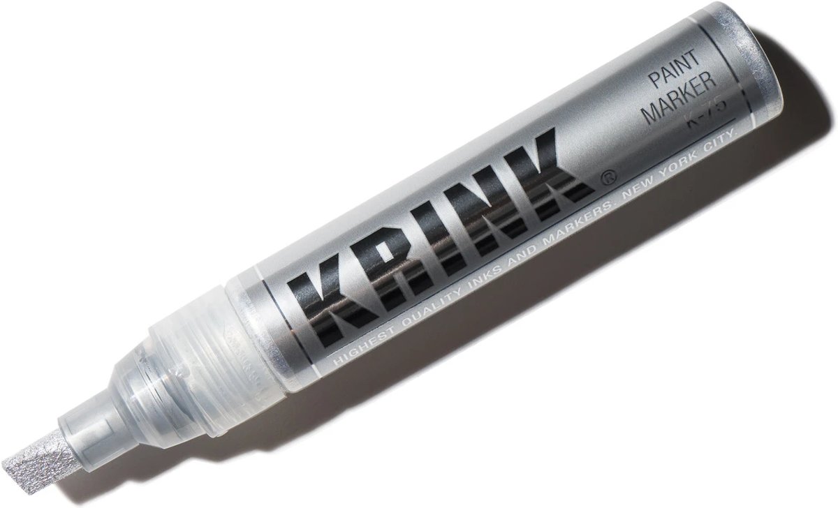 Krink K-75 Zilveren Paint Marker - 7mm Beitelpunt - Inkt op alcoholbasis in metalen body