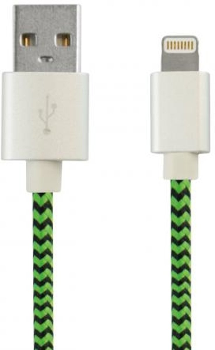 Ksix B0914CUTV 1m USB A Lightning Groen mobiele telefoonkabel