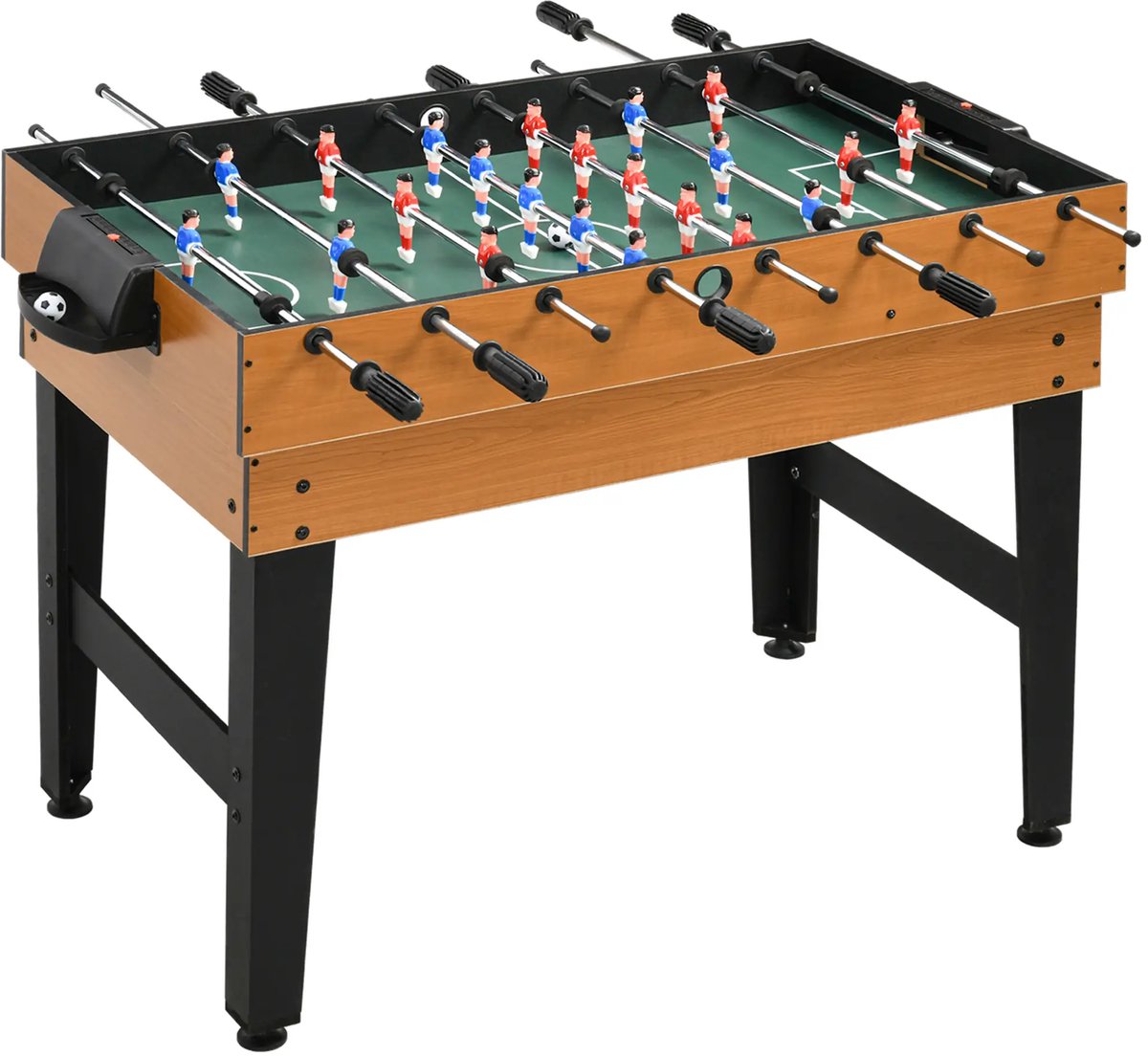 4 in 1 Partyspeltafel - Voetbaltafel - Inclusief  , Tafeltennis, Biljart, Tafelhockey -  spel - Tafel Voetbal - 107 x 61 x 84.5 cm - Metaal - Hout - Naturel + Zwart