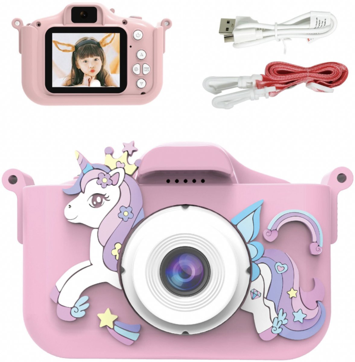   Digitale Kindercamera - Kindercamera HD 1080P - 1080P video - met 16GB micro sd kaart - met MP3 en spelfuncties - Fototoestel Voor Kinderen - Roze