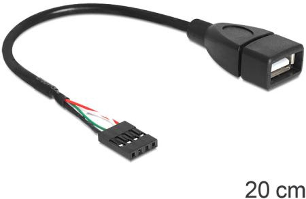 20cm USB 2.0 Kabel - USB A naar 4-pins Moederbord Aansluitkabel F/F