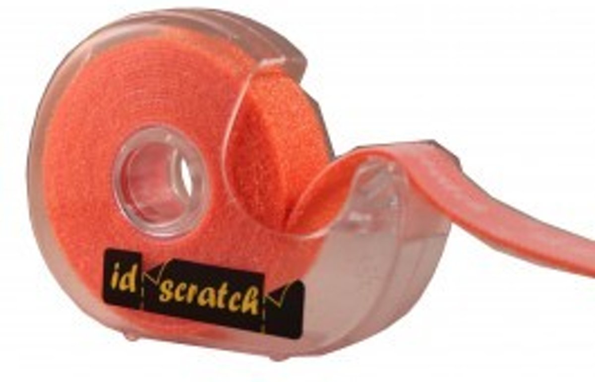 ID Scratch Klittenband  met dispenser afscheurbaar per 3cm (2,5m) Oranje