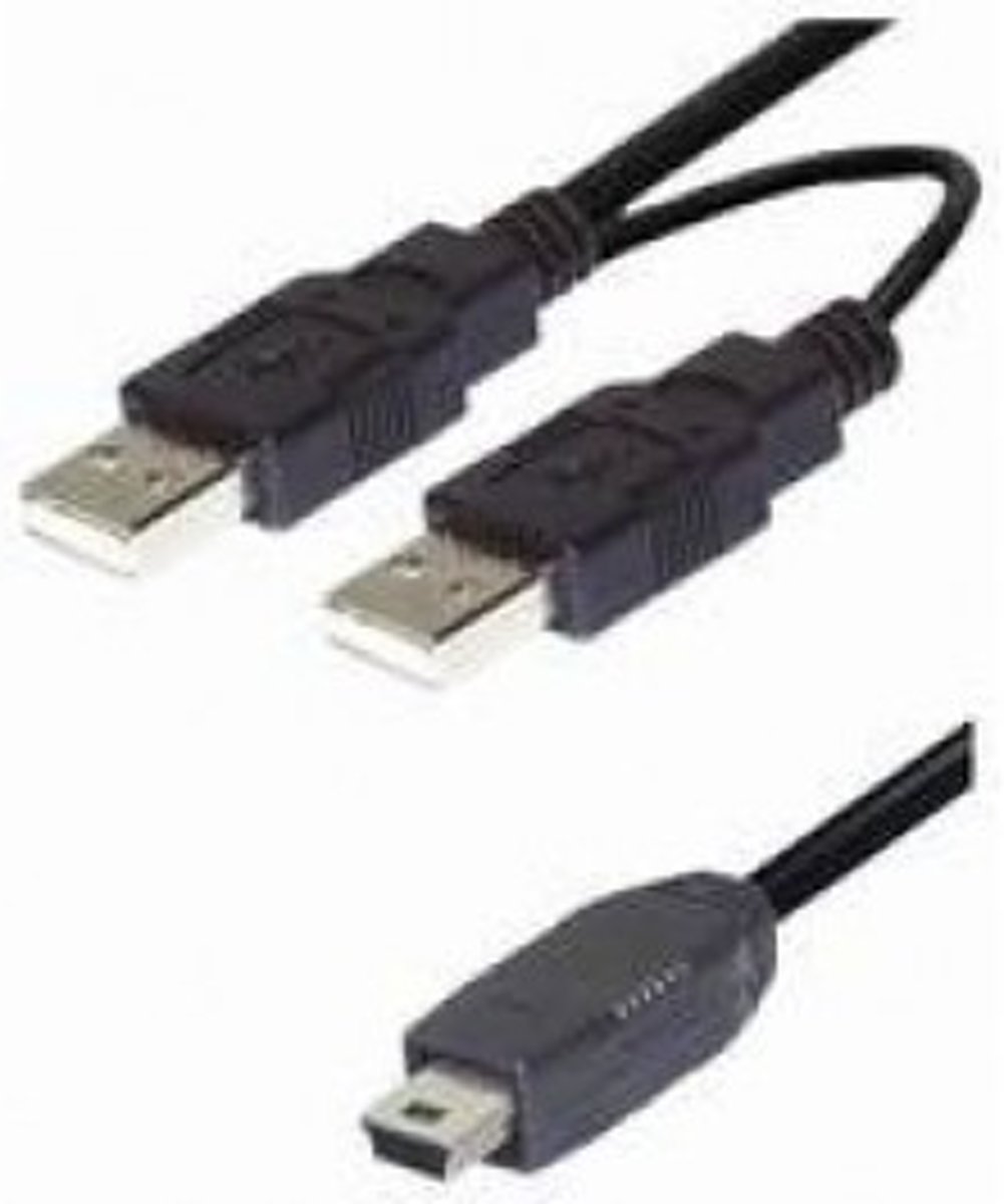 USB 2.0 2x A - Mini USB B kabel 1,5m