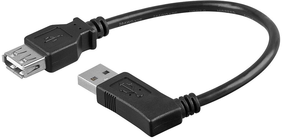 USB 2.0 Verlengkabel Haaks Rechts 0,3m