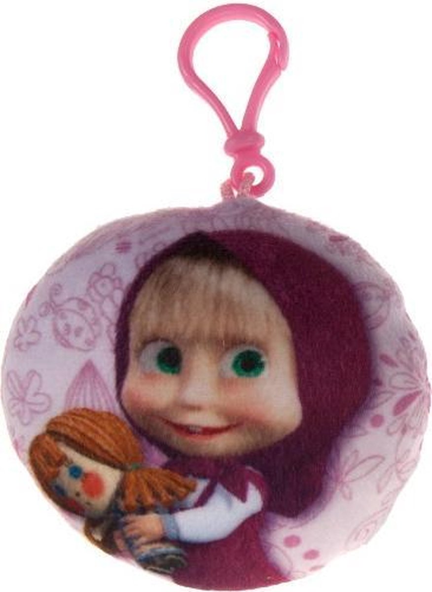 sleutelhanger Masha en de beer 9 cm roze