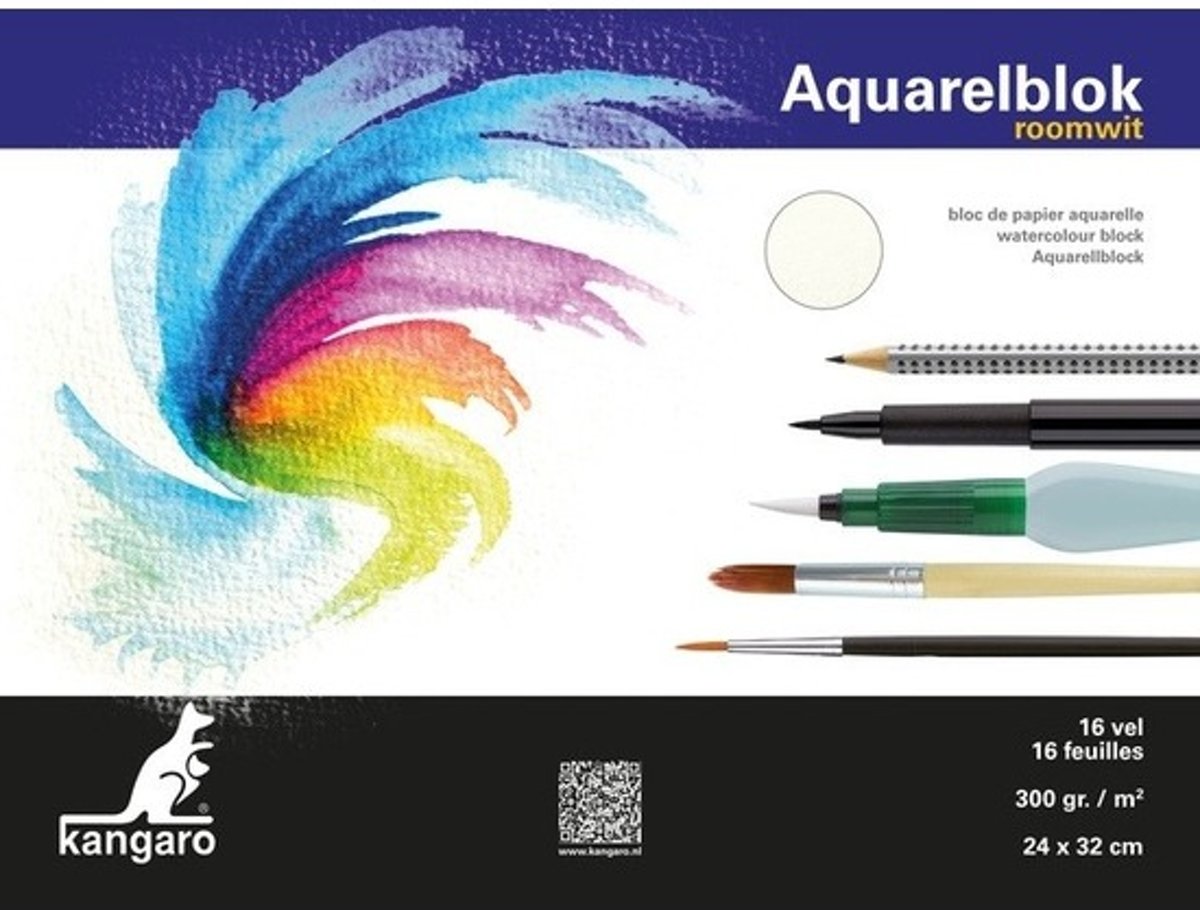 Aquarelblok 16 vel 300 gram 32 x 24 cm - Aquarel papier - Aquarelblokken/tekenblokken - Hobby/schildermateriaal