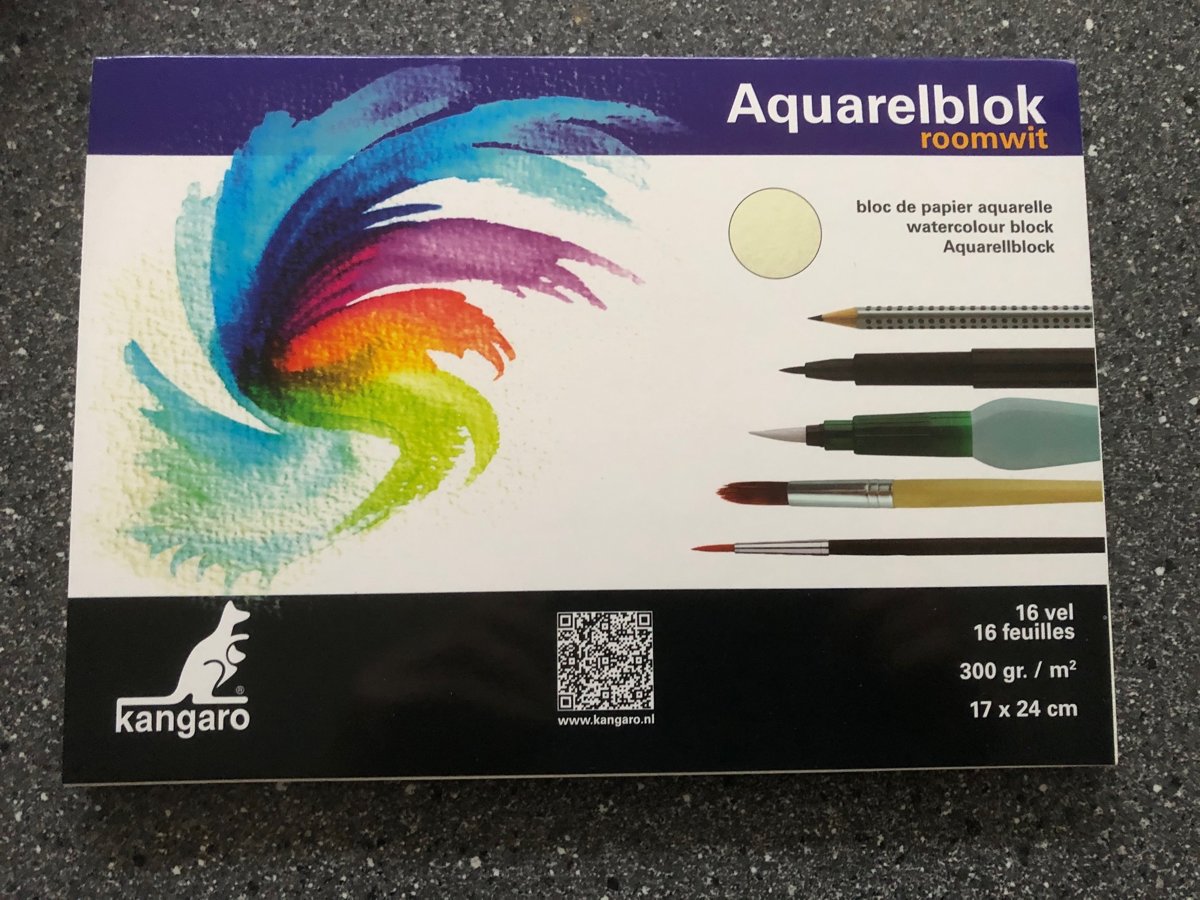 Kangaro blok aquarelpapier  24x17cm 300 gram 16 vel roomwit