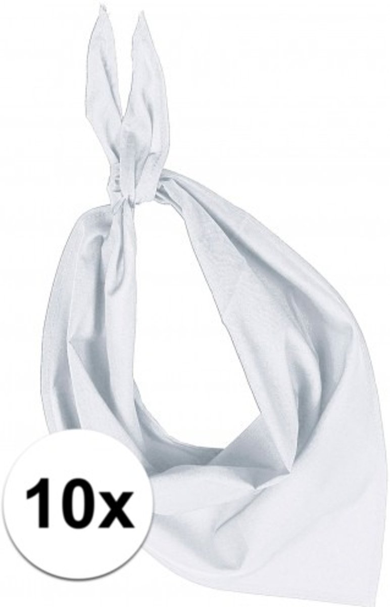 10x Zakdoek bandana wit - hoofddoekjes