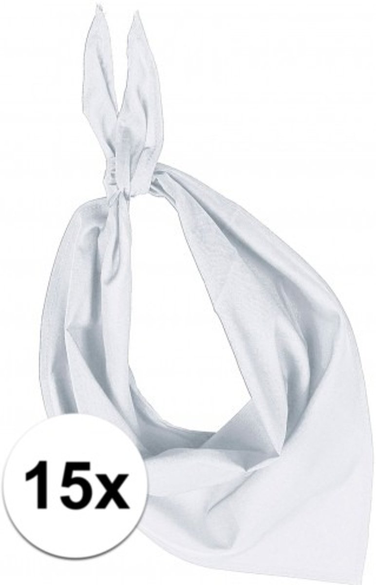 15x Zakdoek bandana wit - hoofddoekjes