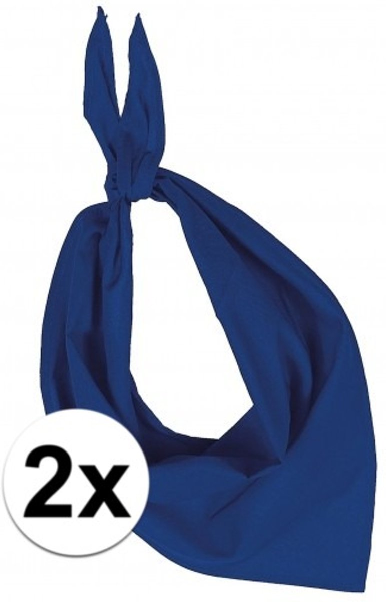 2x Zakdoek bandana kobalt blauw - hoofddoekjes