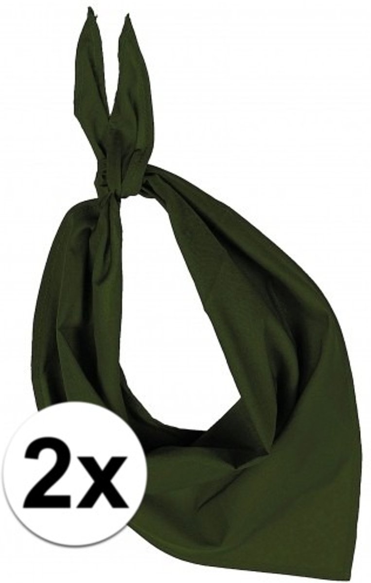 2x Zakdoek bandana olijf groen - hoofddoekjes