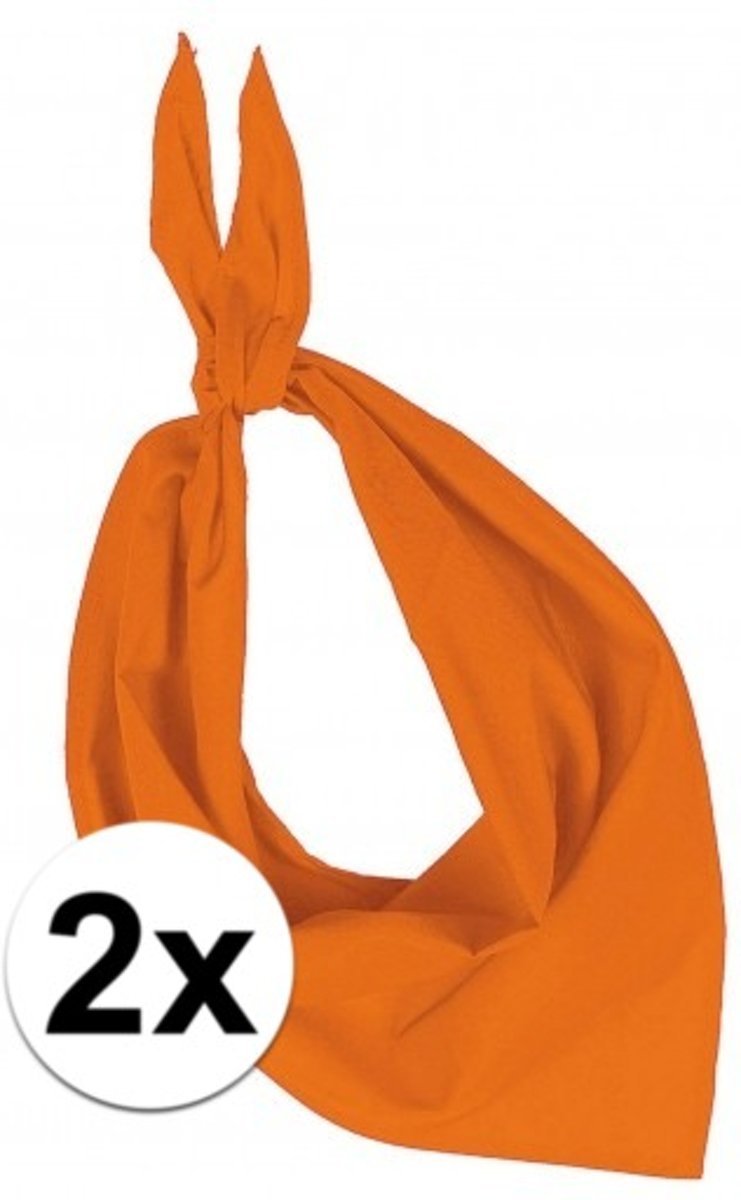 2x Zakdoek bandana oranje - hoofddoekjes