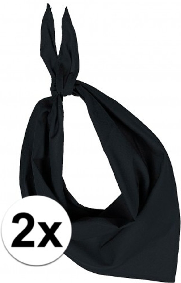 2x Zakdoek bandana zwart - hoofddoekjes