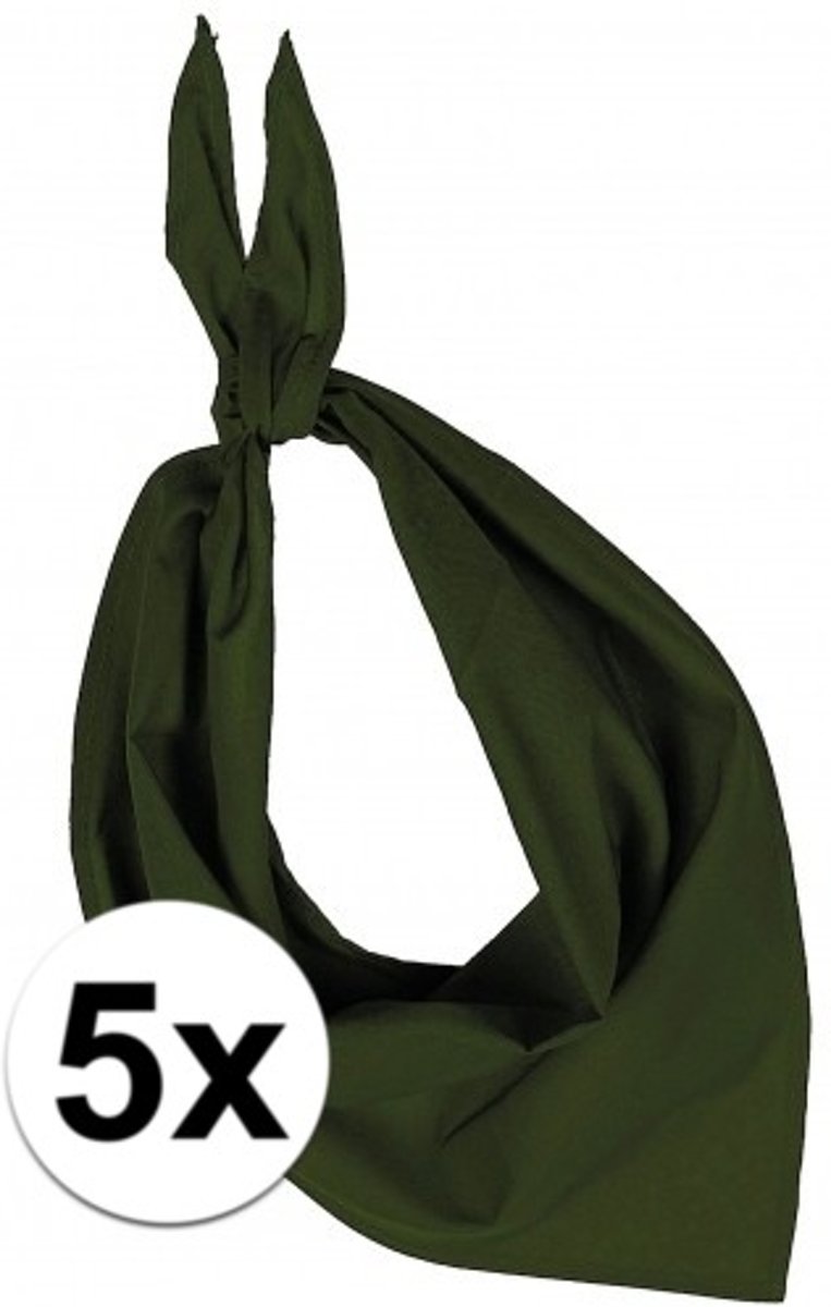 5x Zakdoek bandana olijf groen - hoofddoekjes