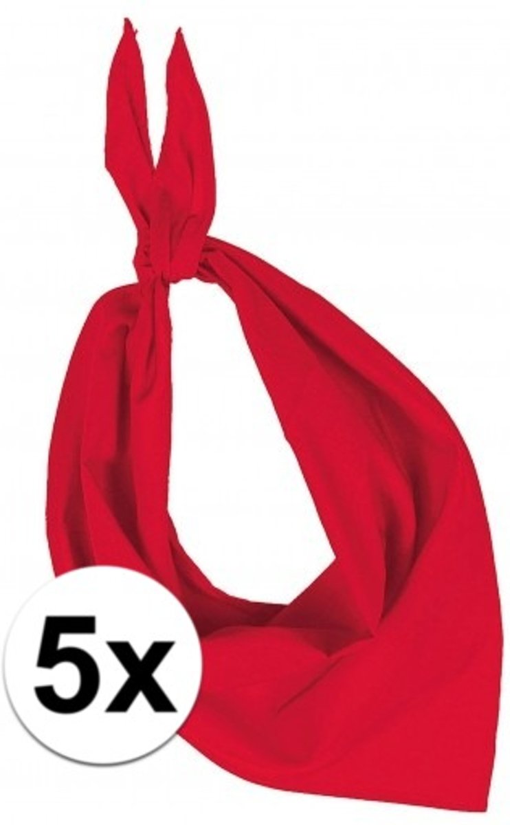 5x Zakdoek bandana rood - hoofddoekjes