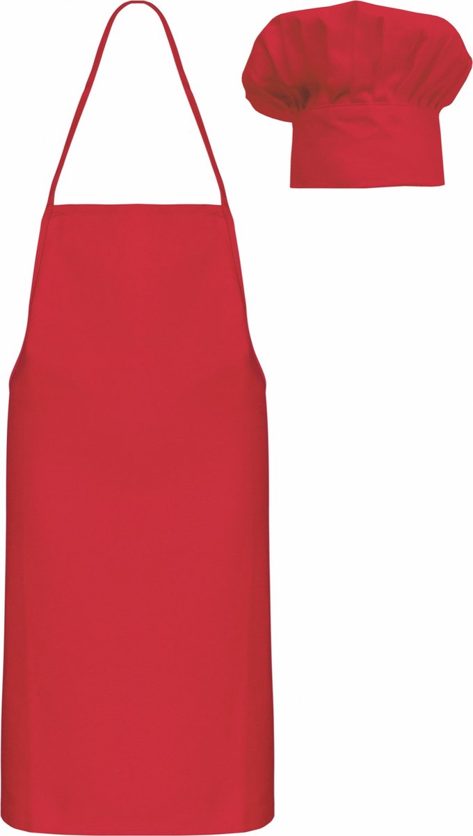 Chefkok-set voor kinderen One Size, ROOD, short en verstelbare koksmuts K884