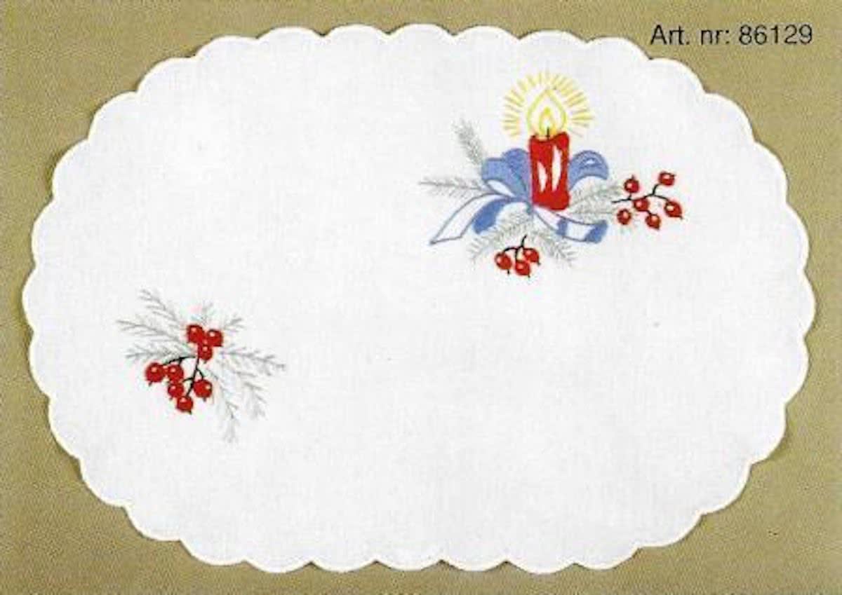 steelsteekkleedje 86129 kaars met rode bessen, wit (4 st.)