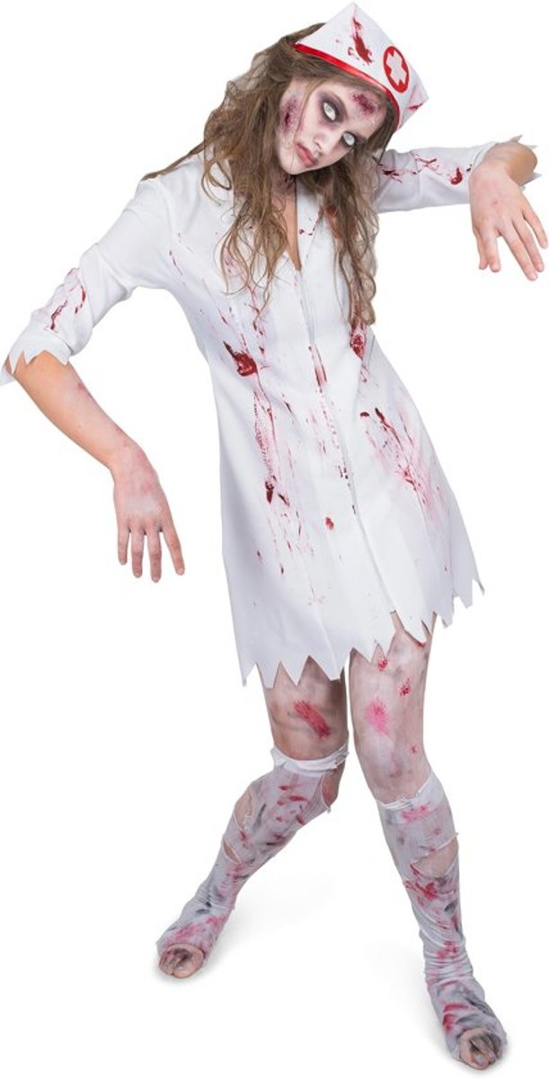 Halloween Kostuums - Dames – Zombie Verpleegster – Wit – Maat XS