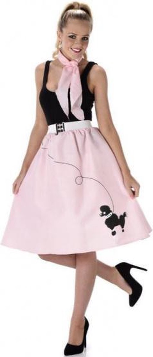 verkleedset Poodle dames polyester licht roze maat L