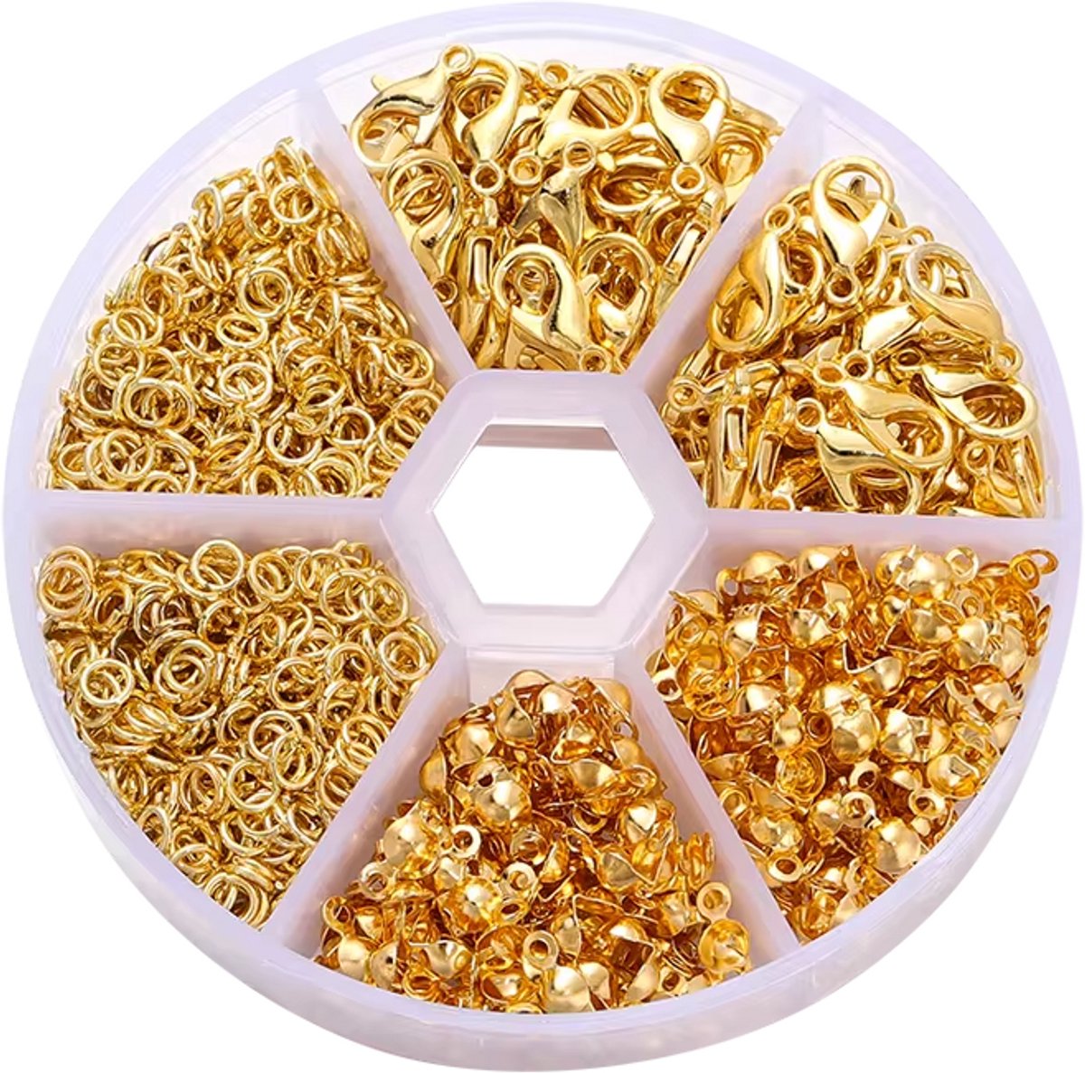 Sluitingen Sieraden Maken Set - 570 stuks Karabijnsluiting, Knijpkralen & Ringetjes - Goud - Kasey