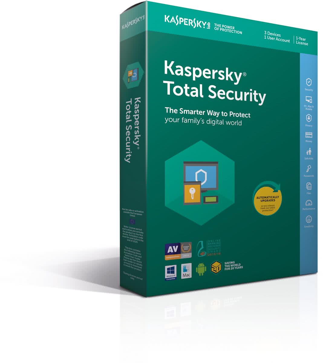 Kaspersky Total Security 2018 - 3 Apparaten - Nederlands / Frans - Windows / Mac / Android