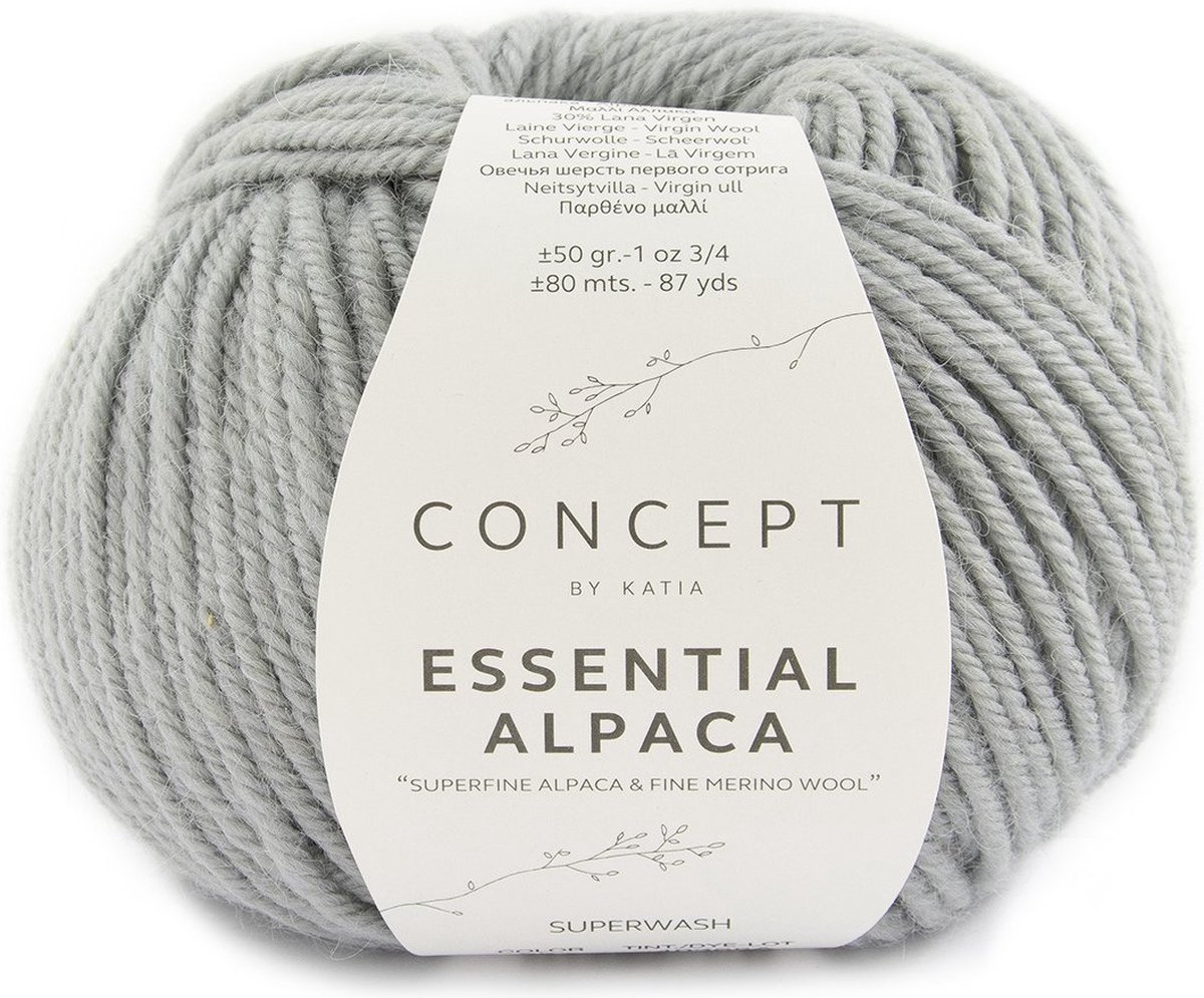 100 % natuurlijk - Alpaca Garen Katia Licht Grijs - alpaca wol - breigaren - breien - haken - sjaal breien - muts breien - debardeur breien - super zacht - garen - breiwol