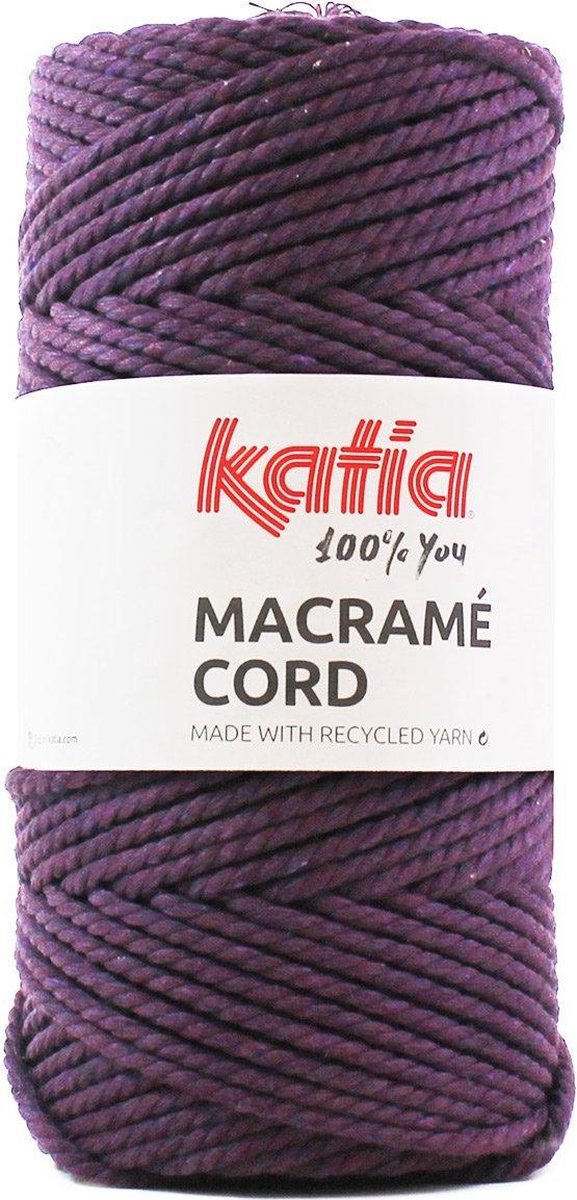 100 meter Katia Macrame Paars - violet - macrame koord - gerecycleerd getwijnd touw - voor macramé plantenhanger