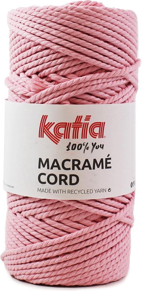 100 meter Katia Macrame Roze - macrame koord - gerecycleerd getwijnd touw - voor macramé plantenhanger