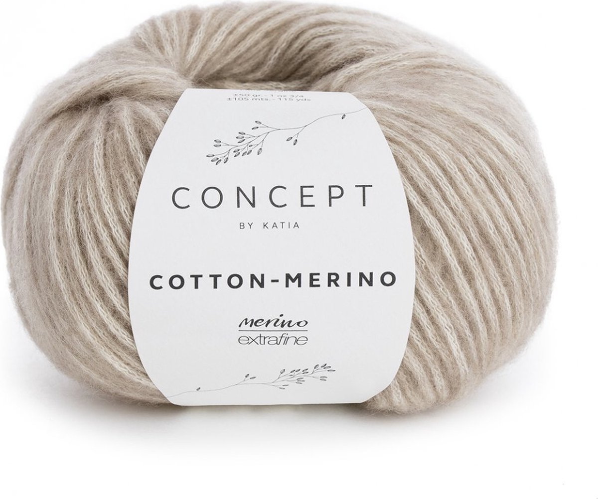 Cotton-Merino Katia Beige - merino wol - breigaren - breien - haken - sjaal breien - muts breien - debardeur breien - super zacht - garen - breiwol - breien voor beginners