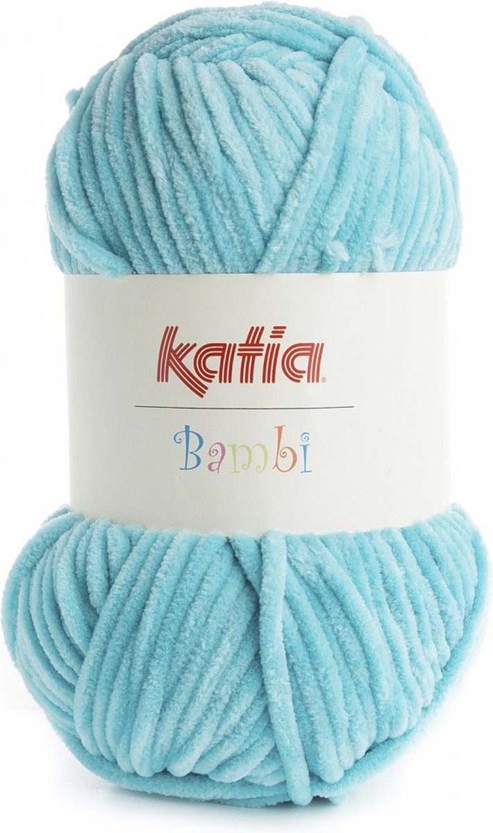 Fluwelen Garen Katia Bambi Turquoise Blauw - pluche - haakgaren - breien - haken - breigaren - haken voor interieur - haken voor baby - super zacht - fluweel wol - velvet - velvet wol - fluwelen - garen - breiwol - chenille