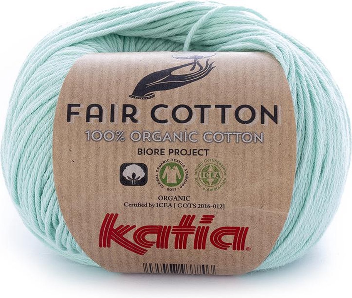 Katia Fair Cotton Kleur 29 - witgroen - 100% biologisch GOTS katoengaren - 50 gr. = 155 m. - 5 x 50 gr. (natuurlijk van WolVol)