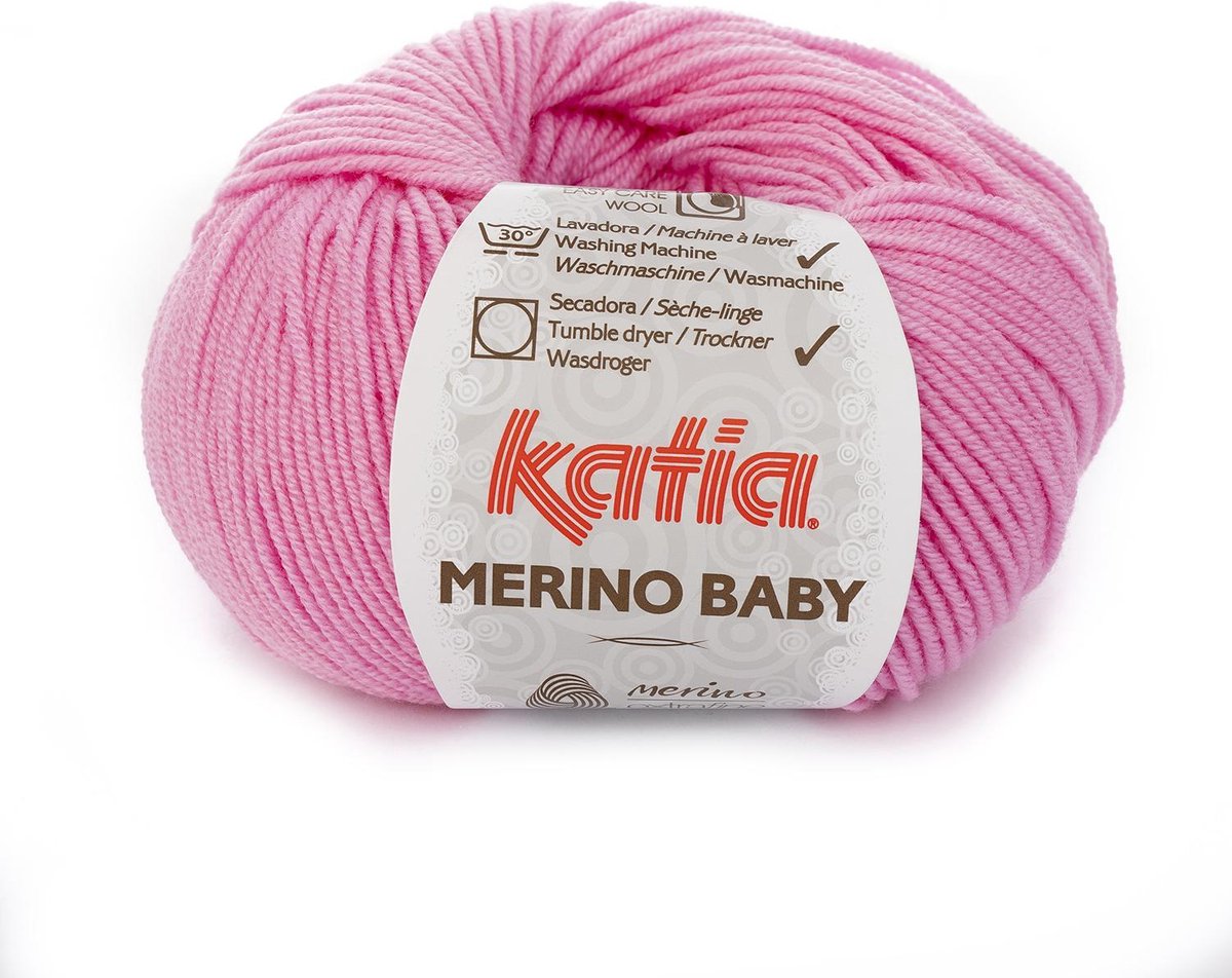 Katia Merino Baby 100 % scheerwol - 58 roze - 50 gr. = 165 m. x 5 bollen (natuurlijk van WolVol)