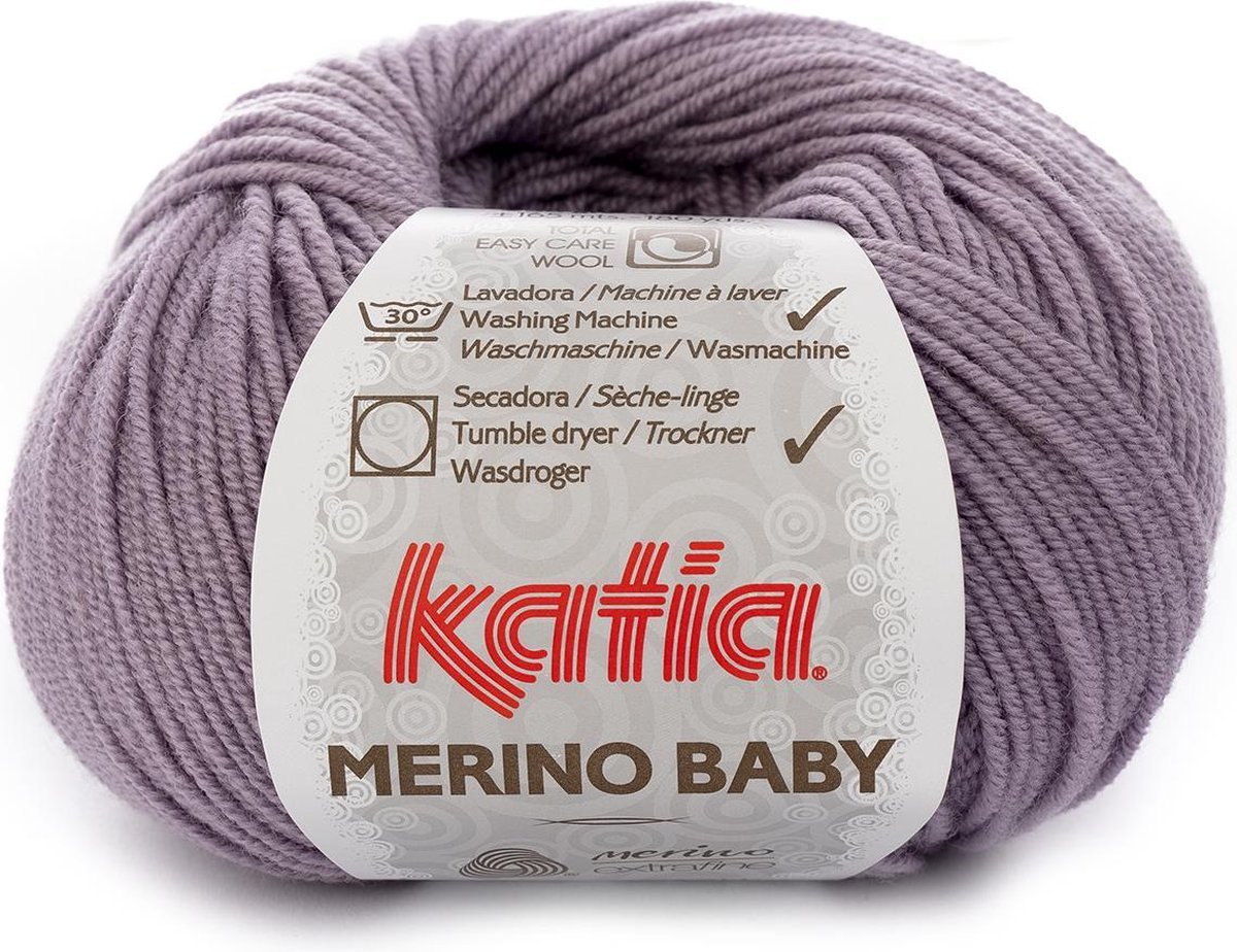 Katia Merino Baby 100 % scheerwol - 65 donkerpaars - 50 gr. = 165 m. x 5 bollen (natuurlijk van WolVol)