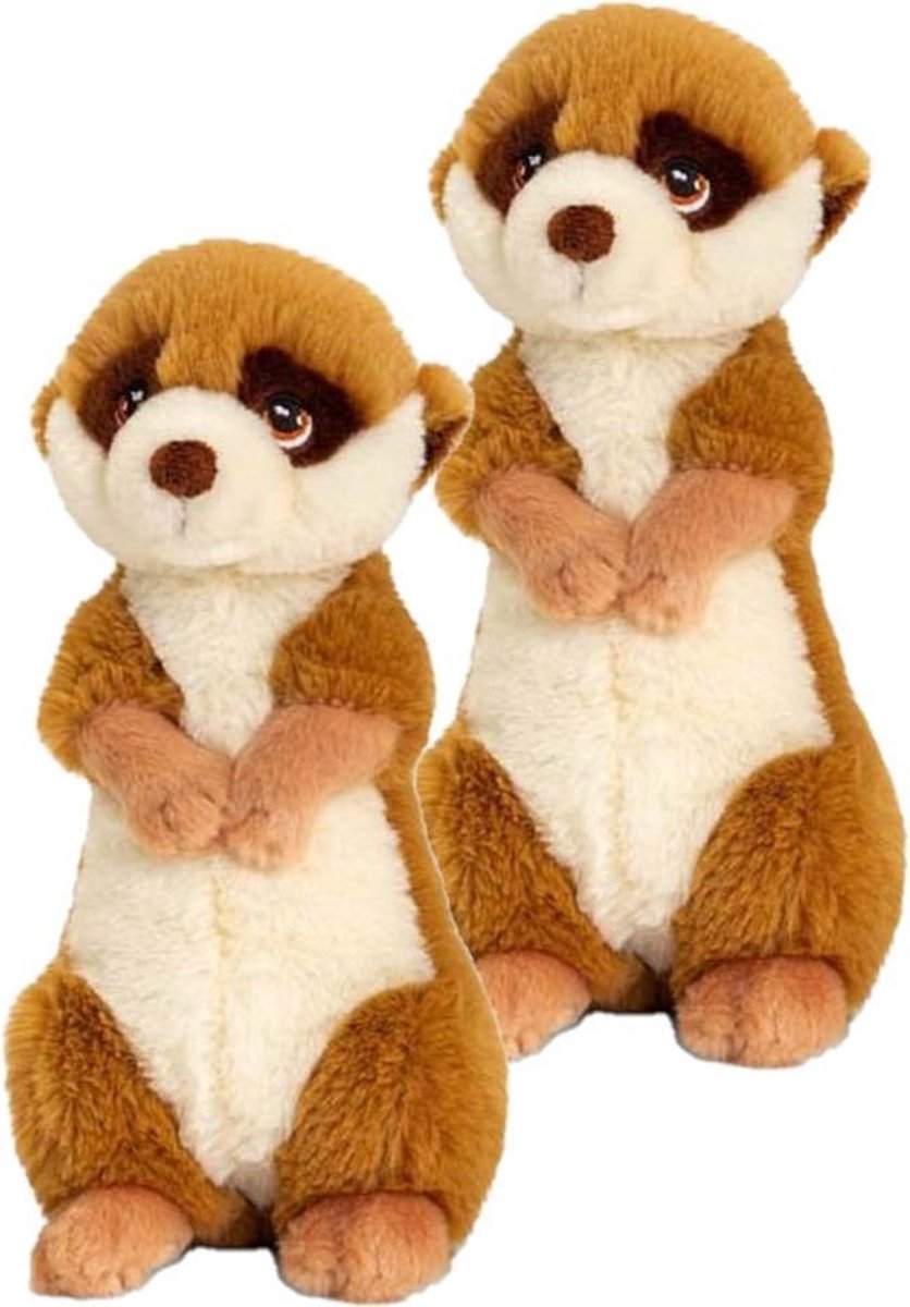 2x stuks pluche knuffel Stokstaartjes van 22 cm - Dieren knuffelbeesten voor kinderen of decoratie