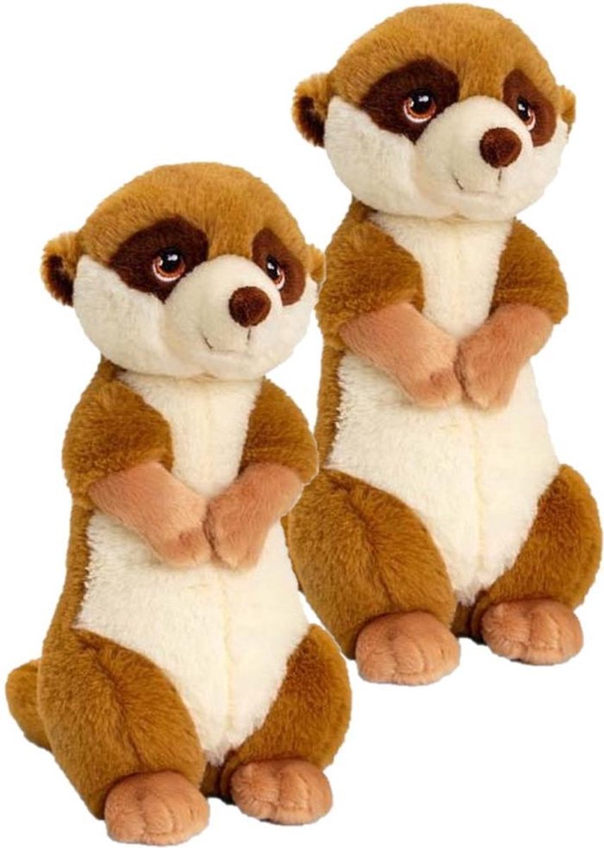 2x stuks pluche knuffel Stokstaartjes van 30 cm - Dieren knuffelbeesten voor kinderen of decoratie