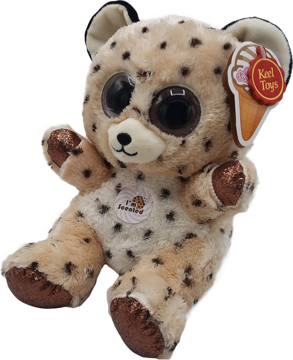 Keel Toys - Animotsu - Choco Cheetah - Knuffel - Met heerlijke zoete chocolade geur - 25 cm