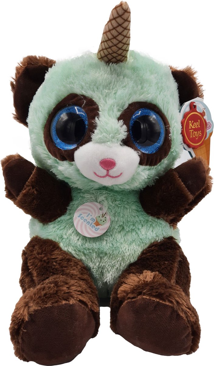 Keel Toys - Animotsu - Mint Choc Chip Panda - Knuffel - Met heerlijke zoete chocolade mint geur - 25 cm