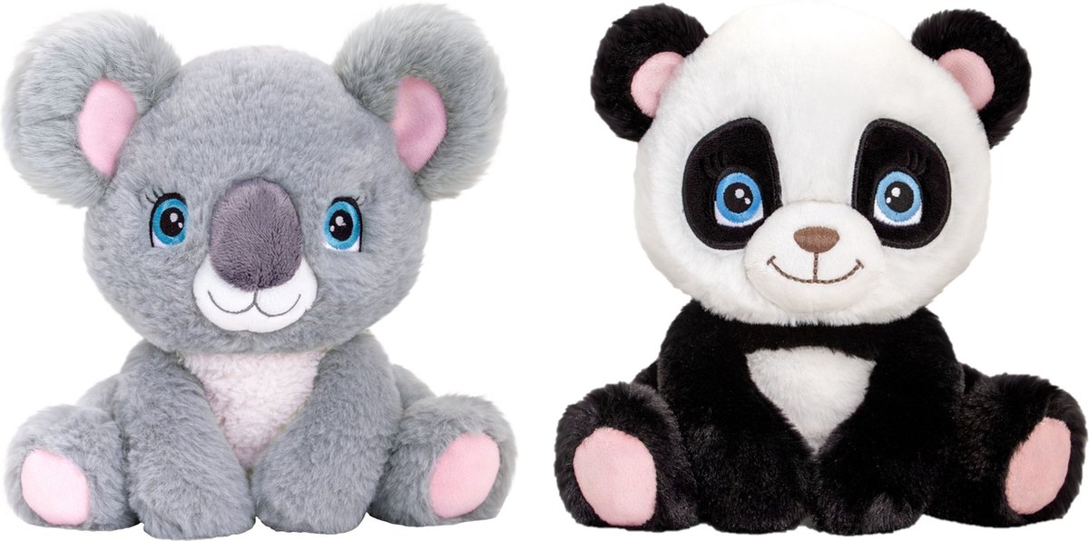 Keel Toys - Pluche knuffel dieren bosvriendjes set koala en panda 25 cm